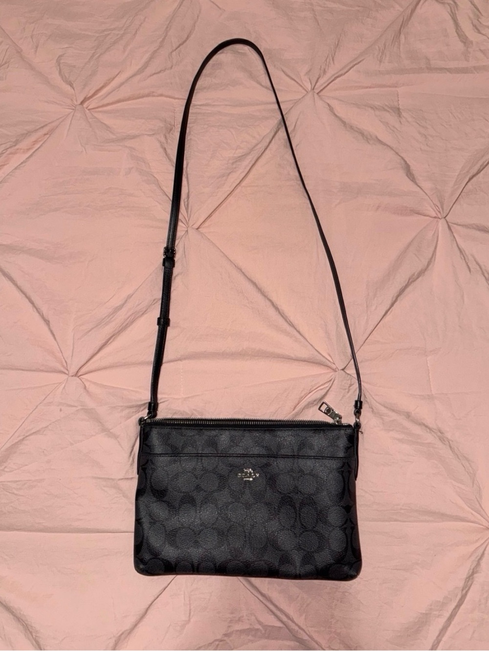 COACH Signature Black/Charcoal Canvas Crossbody Bag